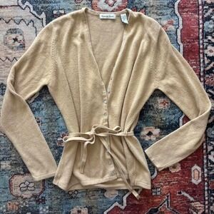 Yellow/Tan Amanda Smith cardigan with tie